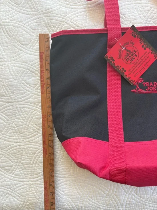 Trader Joe's Black and Red Canvas Duffel Tote - Picture 3 of 5
